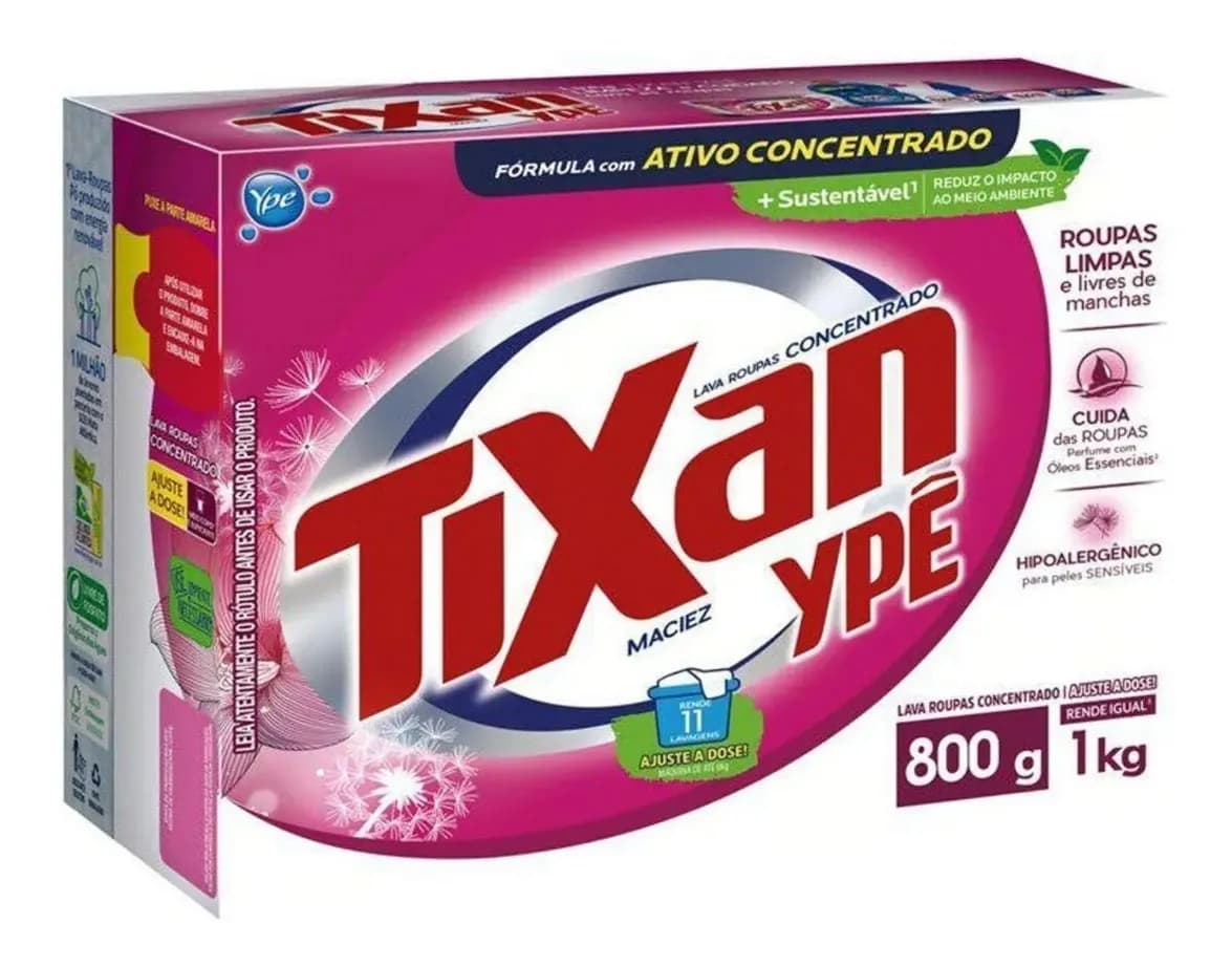 Atacado C/15 Sabão Em Pó Concentrado Maciez Tixan Ypê 800g